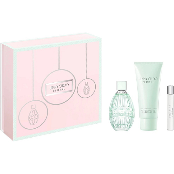 Jimmy Choo Floral Eau de Toilette für Frauen 90 ml + Körperlotion 100 ml + Eau de Toilette 7,5 ml, Geschenkset
