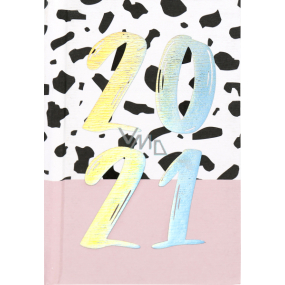 Albi Diary 2021 mini Pink-Weiß mit schwarzen Flecken 7,5 x 11 x 1 cm