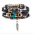 Mehrschichtiges Lederarmband, Federsymbol größenverstellbar