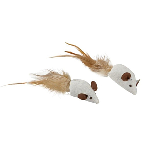 Trixie Sisalkatzenmäuse mit Federn Spielzeug für Katzen 5 cm 2 Stück