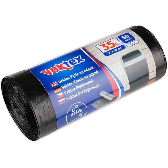 Vektex Abfallbeutel schwarz 6 µ, 35 Liter 50 x 60 cm 50 Stück