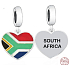 Charm Sterlingsilber 925 Südafrika Flagge Herz - Ich liebe Südafrika, Anhänger für Armband Reisen