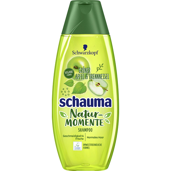 Schauma Natural Moments Grüner Apfel & Brennnessel Shampoo für normales Haar 400 ml