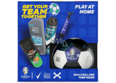 Rexona Euro 2024 Advanced Protection Invisible Antitranspirant Spray 150 ml + Axe Jungle Fresh Deodorant Spray 150 ml + Dove Men +Care Clean Comfort Duschgel 250 ml + Fußball + Pumpe, Geschenkset für Männer