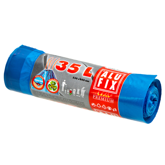Alufix Premium Müllsäcke versenkbar blau 20 µ, 35 Liter, 53 x 60 cm, 15 Stück