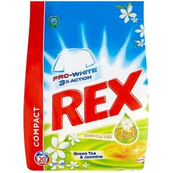 Rex 3x Aktion Grüner Tee & Jasmin Pro-Weiß Waschpulver 20 Dosen von 1,5 kg