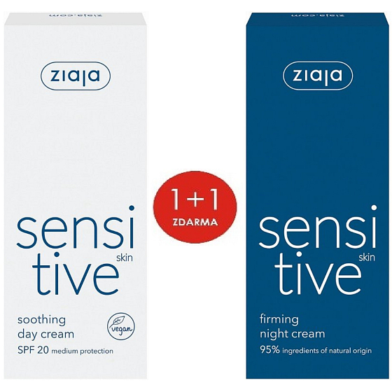 Ziaja Sensitive Skin beruhigende Tagescreme reduziert Reizungen 50 ml + Sensitive Skin straffende Nachtcreme reduziert Reizungen 50 ml, Duopack