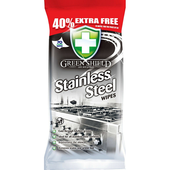 Green Shield Nassreinigungstücher aus Edelstahl 70 Stück