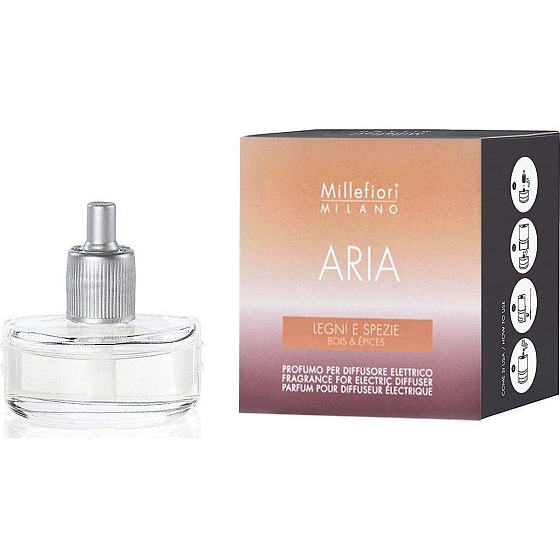 Millefiori Milano Aria Legni & Spezie - Holz- und Gewürzfüllung für elektrischen Diffusor riecht 6-8 Wochen 20 ml