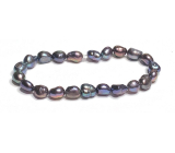 Perlenarmband schwarz elastischer Naturstein, 7 - 8 mm / 16 - 17 cm, Symbol der Weiblichkeit, bringt Bewunderung