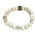 Achat grau mit königlichem Mantra Ohm-Armband elastischer Naturstein, Kugel 8 mm / 16 - 17 cm