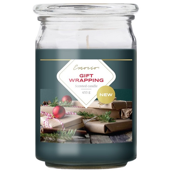 Emocio Gift Wrapping - Geschenkpackung Duftkerze Glas mit Glasdeckel 453 g 93 x 142 mm