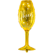 Ditipo Luftballon Folie aufblasbar Glas Cheers gold 80 cm