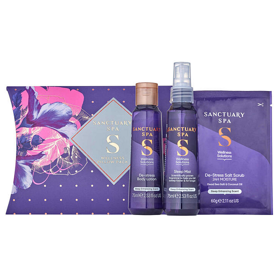 Sanctuary Spa Wellness Körpernebel 75 ml + Badesalz 60 g + Körperlotion 75 ml, Kosmetikset für Frauen