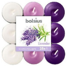 Bolsius Aromatic Lavender - Lavendel dreifarbig duftende Teelichter 18 Stück, Brenndauer 4 Stunden