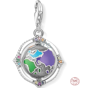 Charme Sterling Silber 925 Pivot Globus, Karabinerverschluss Reise Armband Anhänger Charme Sterling Silber 925 Pivot Globus, Karabinerverschluss Reise Armband Anhänger