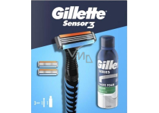 Gillette Sensor 3 Rasierer + 3 Ersatzklingen + Rasierschaum 200 ml, Pflegeset für Männer