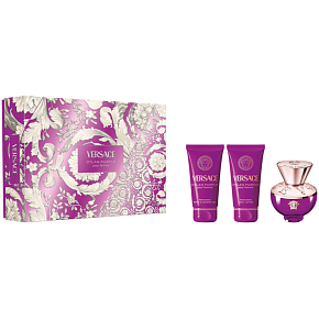Versace Dylan Purple Pour Femme Eau de Parfum 50 ml + Körperlotion 50 ml + Duschgel 50 ml, Geschenkset für Frauen