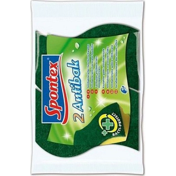 Spontex 2 Antibak antibakterieller Schwamm für Geschirr 2 Stück mit Nagelschutz