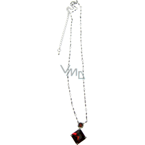 Silberne Halskette mit rotem Stein 39 cm