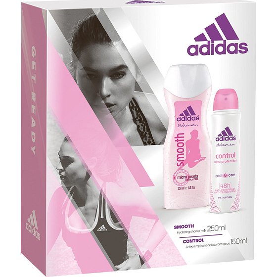 Adidas Control Antitranspirant Deodorant Spray für Frauen 150 ml + Smooth Duschgel 250 ml, Kosmetikset