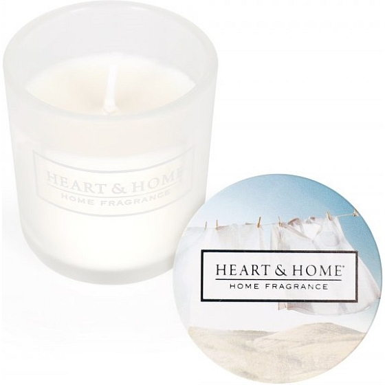 Heart & Home Frische Wäsche Sojaduft-Votivkerze im Glas Brenndauer bis zu 15 Stunden 5,8 x 5 cm