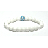 Achat weiß matt + Blaues Auge Armband elastisch Naturstein, Perle 8 mm / 16-17 cm, sorgt für Frieden und Ruhe