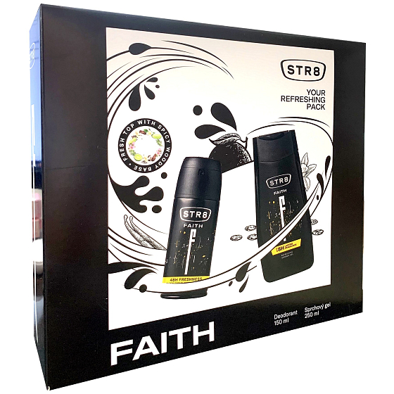 Str8 Faith Deodorant Spray 150 ml + Duschgel 250 ml, Kosmetikset für Männer