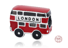 Sterling Silber 925 London roter Bus Perle auf Reise-Armband