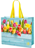 Niteola waschbare Einkaufstasche, 45 × 40 × 18 cm, Muster Tulpen