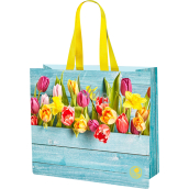 Niteola waschbare Einkaufstasche, 45 × 40 × 18 cm, Muster Tulpen