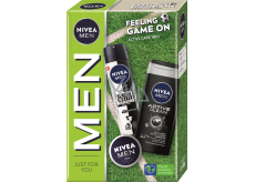 Nivea Men Feeling Game On Creme 30 ml + Active Clean Duschgel 250 ml + Invisible Black & White Antitranspirant Deodorant Spray 150 ml, Kosmetikset für Männer