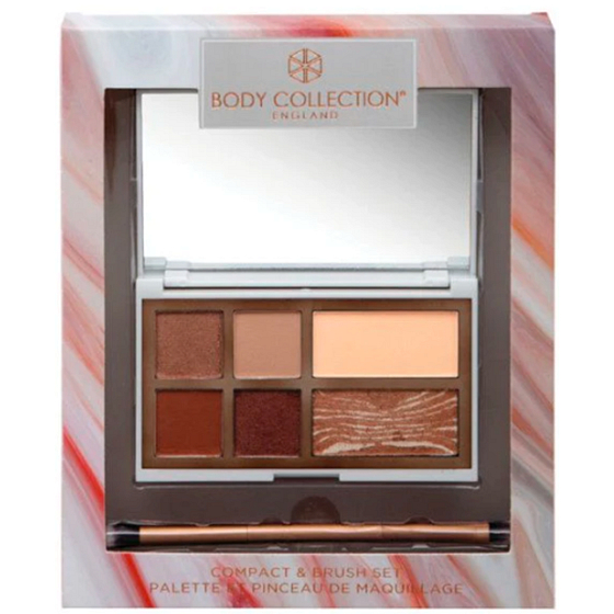 Body Collection Compact & Brush Set Eye Set 6 g + Puder 2,5 g + Highlighter 2,5 g + Kosmetikpinsel 1 Stück, Kosmetik-Schminketui