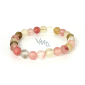 Turmalin Wassermelone mattes Armband elastischer Naturstein, Kugel 8 mm / 16 - 17 cm, Hüter der guten Laune