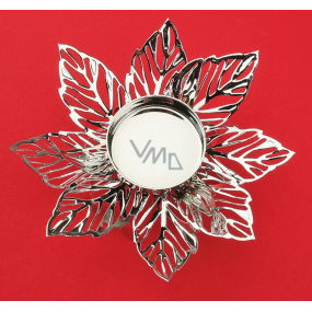 Candlestick Metall Silber zarte Blume, 12 cm, für eine Teekerze