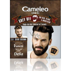 Delia Cosmetics Cameleo Men Grey Off Farbe für Haare, Bart und Schnurrbart 3.0 Dunkelbraun 2 x 15 ml