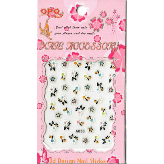 Lily Angel 3D Nagelsticker Blumen, Sterne 1 Blatt