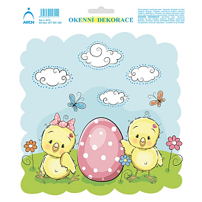 Bogen Osteraufkleber, Fensterfolie ohne Kleber Huhn mit Ei 20 x 23 cm