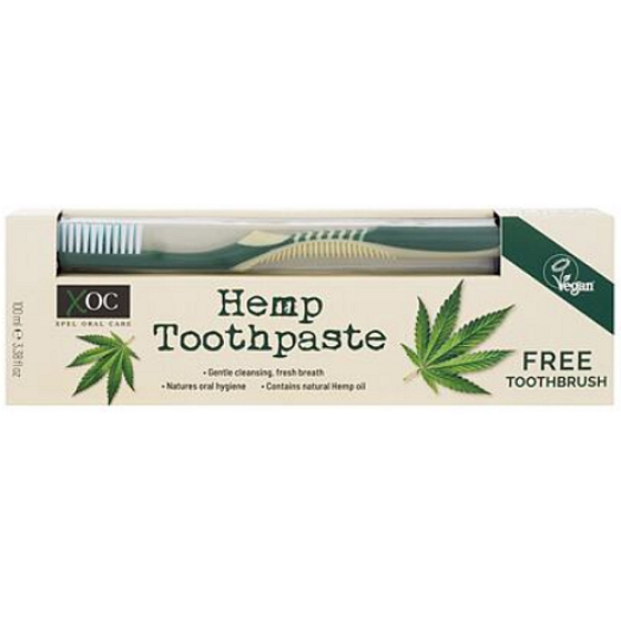 Xoc Hemp Toothpaste Zahnpasta mit Hanföl 100 ml + Zahnbürste 1 Stück