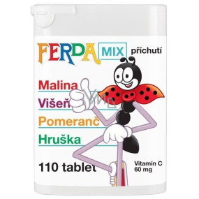 Ferda Mix Vitamin C Nahrungsergänzungsmittel mit Süßungsmitteln 60 mg 35 g 110 Tabletten