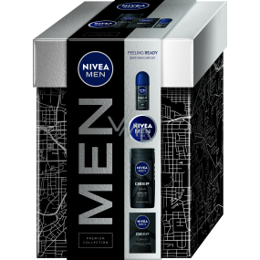 Nivea Men Feeling Ready Deep Aftershave 100 ml + Deep Clean Duschgel 250 ml + Creme 75 ml + Deep Antitranspirant Roll-on 50 ml, Kosmetikset für Männer