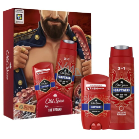 Old Spice Captain Deodorant Stick 50 ml + 3in1 Duschgel für Gesicht, Körper und Haare 250 ml, Kosmetikset für Männer