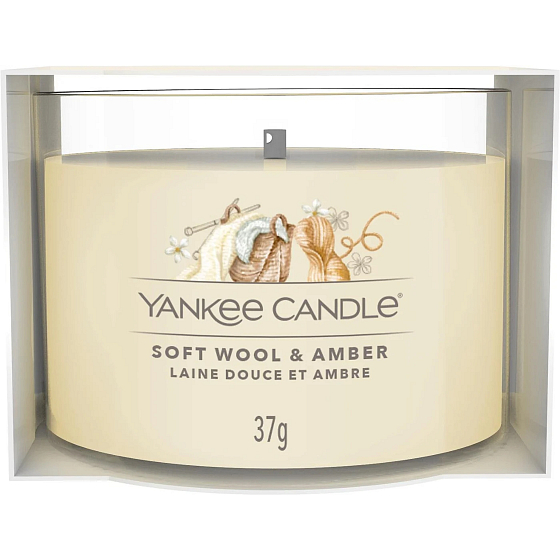 Yankee Candle Soft Wool & Amber - Weiche Wolle und Bernstein duftende Kerze Votivglas 37 g