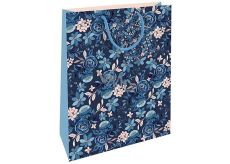 Nekupto Geschenkpapier Tasche 32,5 x 26 x 13 cm Blumenmuster blau