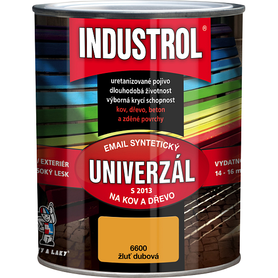 Industrol S2013 Universal glänzende Oberflächenfarbe für Metall und Holz, 6600 Eichen-Gelb, 600 ml