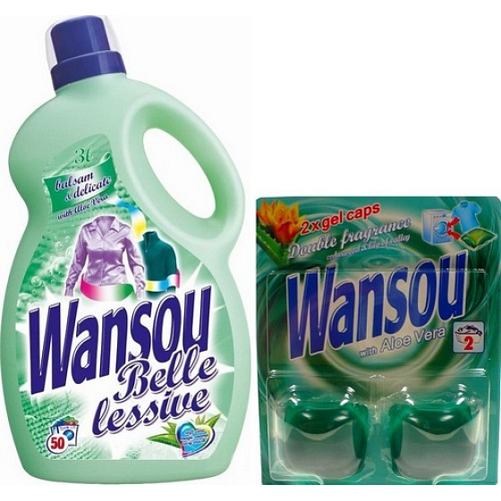 Wansou Belle Balsam & Delicate Aloe Vera Flüssigwaschmittel 3 l + Gelkapseln 2 Stück