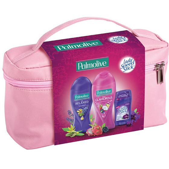 Palmolive Aroma Sensations So entspannt 250 ml + Aroma Sensations Feel Glamorous 250 ml + Lady Speed Stick Schwarzer Orchidee Antitranspirant Stick 45 g + Kosmetiktasche, Kosmetikset