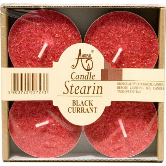 Adpal Stearin Maxi Schwarze Johannisbeere - Teelichter mit Duft nach schwarzen Johannisbeeren 4 Stück