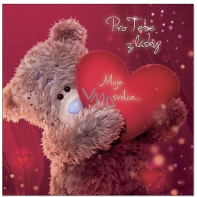 Ich zu dir 3D-Grußkarte Für dich aus Liebe, Teddybär mit Herz 15,5 x 15,5 cm