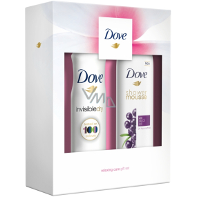 Dove Acai Öl Duschschaum für Frauen 200 ml + Invisible Dry Clean Touch Antitranspirant Deodorant Spray für Frauen 150 ml, Kosmetikset